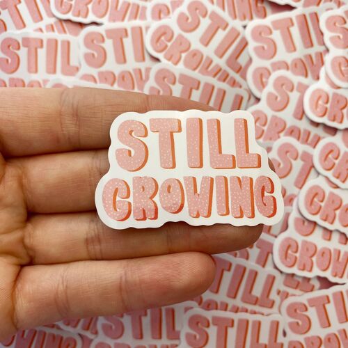 Die cut vinyl sticker - positive quote - still growing