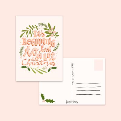 Kerstkaart / Christmas card - illustratie quote it's beginning to look a lot