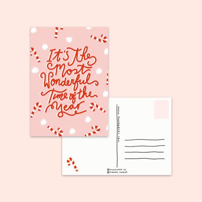 Kerstkaart / Christmas card - illustratie quote it's the most wonderful time