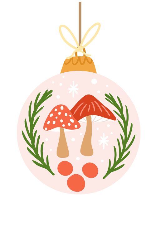 Minikaart - gift tag Christmas - illustration ornament