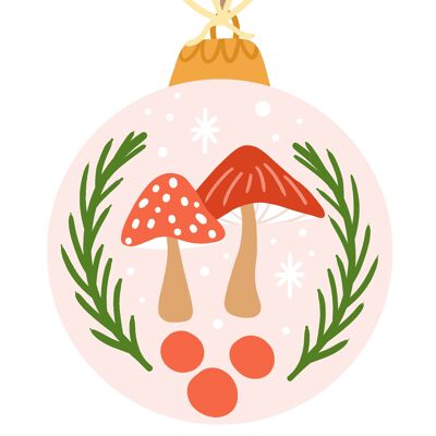 Minikaart - gift tag Christmas - illustration ornament
