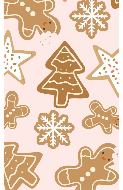 Minikaart - gift tag Christmas pattern illustration cookies
