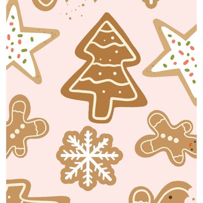 Minikaart - Geschenkanhänger Weihnachtsmuster-Illustrationskekse