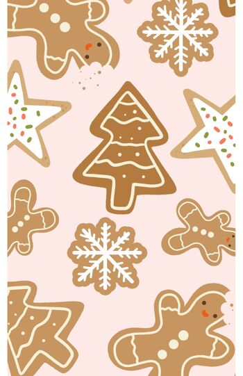 Minikaart - étiquette-cadeau biscuits d'illustration de motif de Noël