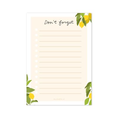 Notitieblok briefpapier A6 - citroenen - nicht vergessen/tun