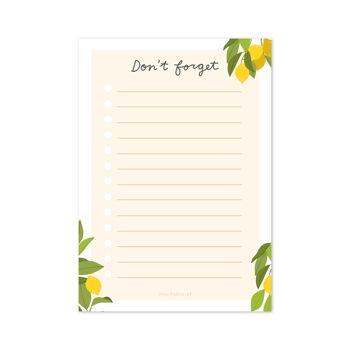 Notitieblok briefpapier A6 - citroenen - ne pas oublier/faire 1