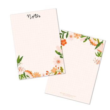 Notitieblok/notepad briefpapier A5 illustratie bloemenprint 1