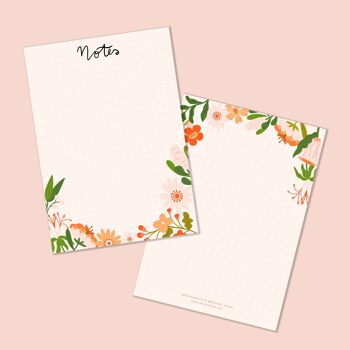 Notitieblok/notepad briefpapier A5 illustratie bloemenprint 2