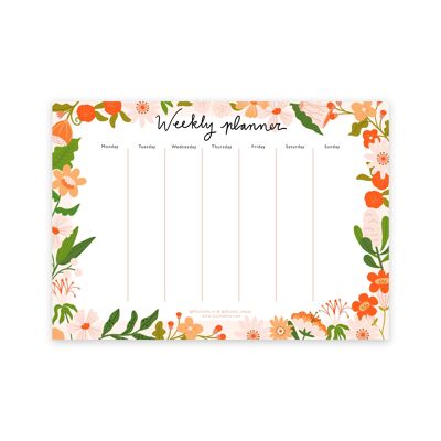 Notitieblok/weekplanner/deskplanner met bloemen