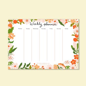 Notitieblok/weekplanner/deskplanner met bloemen 2