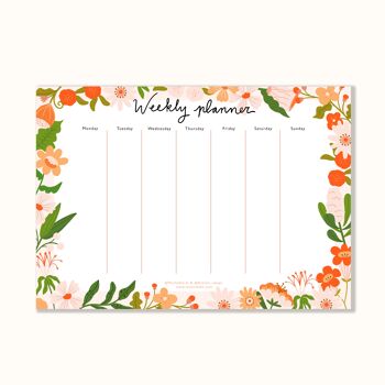 Notitieblok/weekplanner/deskplanner met bloemen 3