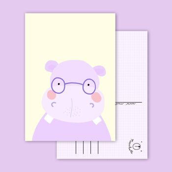 Pastel lila kaart nijlpaard - maternelle 3