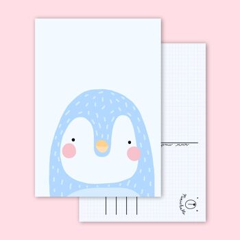 Pastel pinguïn kaart kinderen 3