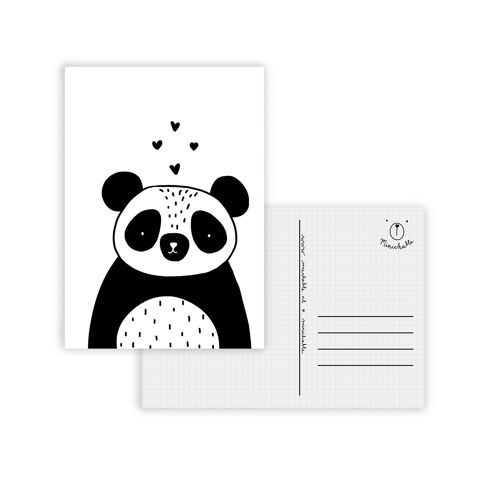 Zwart wit kaart panda