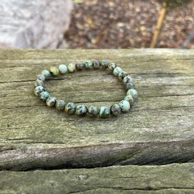 Elastic lithotherapy bracelet in dark African Turquoise without charm