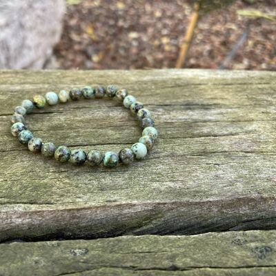Elastic lithotherapy bracelet in dark African Turquoise without charm