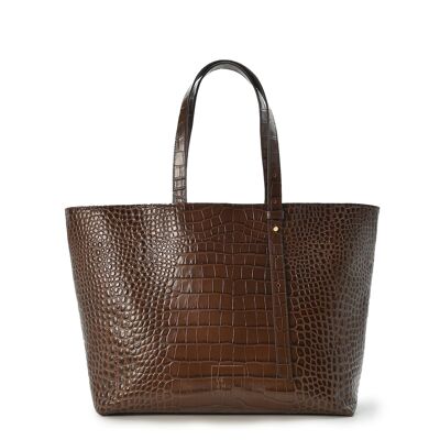 Leather bag engraved in coconut type shopping bag Leandra