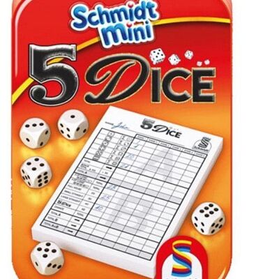 Schmidt 5 Dice yahtzee dobbelspel in blik