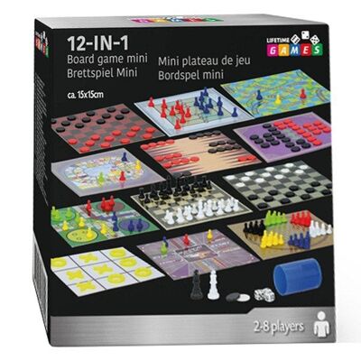 Mini bordspel 12-in-1 15x15cm 2-8 spelers