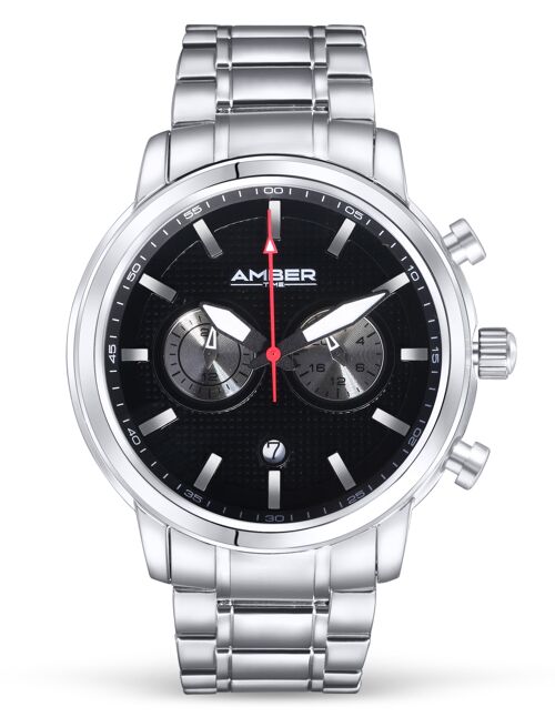 Amber Time Men's Quartz Chronograph Watch Stainless Steel Band 50m ATL160810-01BK