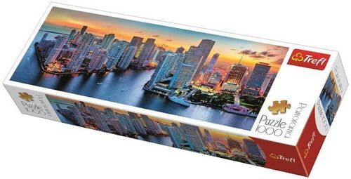 Puzzel 1000 stuks Panorama - Miami bij zonsondergang
