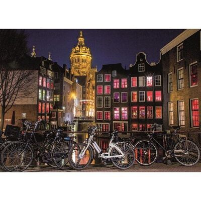 Dino neon puzzel Amsterdam bij nacht 1000pcs