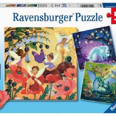 Ravensburger puzzel Eenhoorn, Draak en Fee 3x49 stukjes