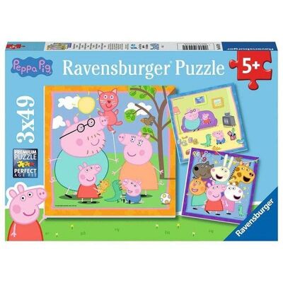 Ravensburger PP: Familie en vrienden van Peppa Pig puzzel 3x49 stukjes
