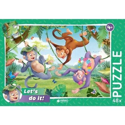 Rebo Monkeys in the jungle - puzzel 48 stukjes