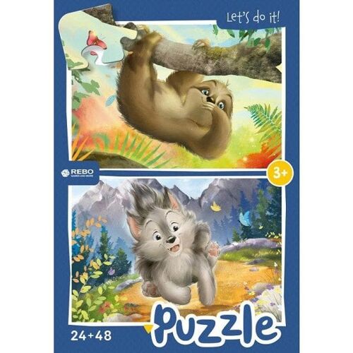 Rebo Little Wolf and Sloth - puzzel 24+48 stukjes