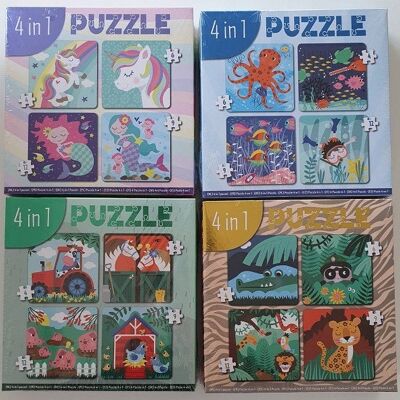 4-in-1 puzzel (4/6/9/12 stukjes)