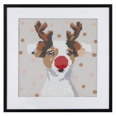 Grafix Diamond Painting kerst hond 30x30cm (eclusief lijst)