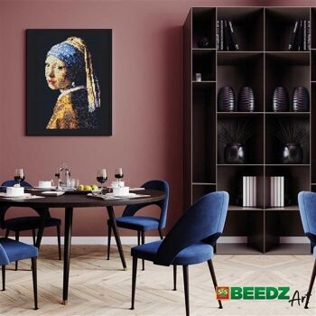 Ses Beedz Art Vermeer - fille avec une boucle d'oreille en perle 45.5x30cm 1