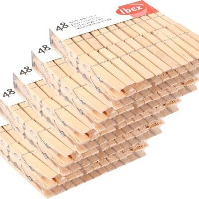 Ibex wasknijpers hout 5 pak van 48 stuks