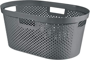 Curver Infinity Dots panier à linge recyclé 40 litres anthracite 59x39x26cm