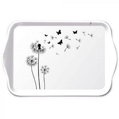 Ambiente Dienblad Melamine Blowing Away Black 13x21cm zwart wit