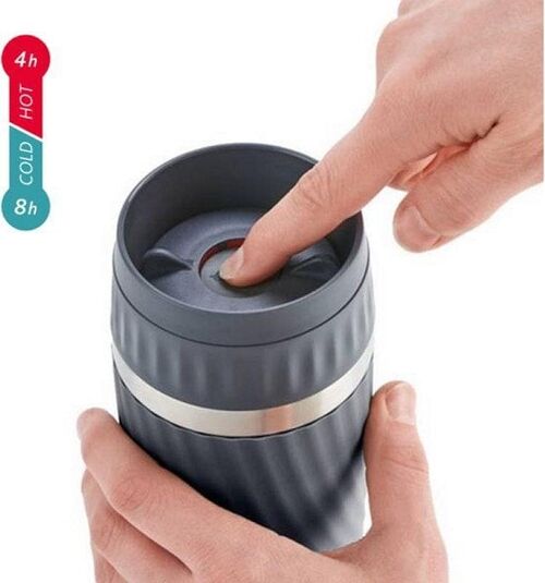 Emsa Travel Mug Easy Twist isoleerbeker antraciet inoud 360ml anti-lek