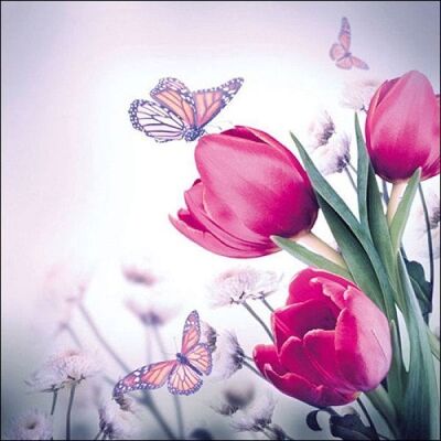 Ambiente Servetten Butterfly & Tulips 33cm 20 stuks