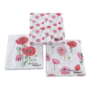 Boltze Home Serviettes Coquelicot 20 pièces 33x33cm