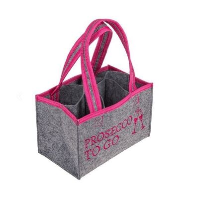 Prosecco to go vilten tas voor 6 flessen 23x14,5cm