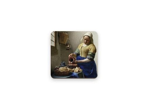 Onderzetter Vermeer Het Melkmeisje 9,5x9,5cm per stuk