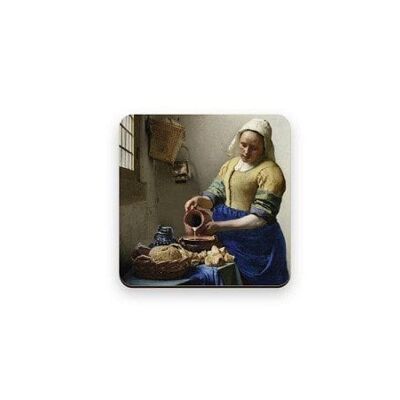 Onderzetter Vermeer Het Melkmeisje 9,5x9,5cm per stuk