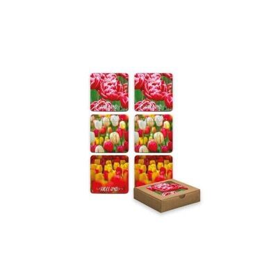 Onderzetters Holland tulpen doosje a 6 stuks