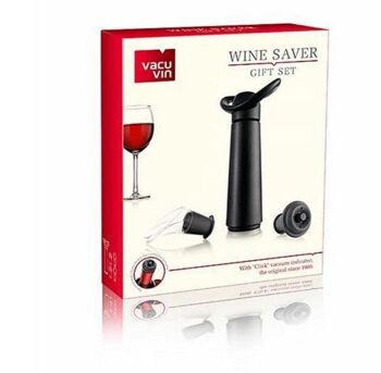 Coffret cadeau Vacu Vin Wine Saver Concerto avec 1 pompe à vide, 1 serveur à vin et 3 bouchons