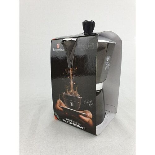 Berlingerhaus espresso maker percolator 6 kops shiny black collection aluminium