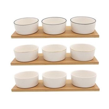 Set de 3 plats sur étagère en bambou 9x6x33cm