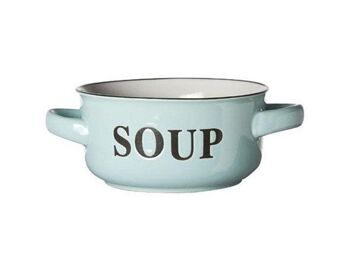 Bol à soupe 'Soup' Ø13.5xh6.5cm avec anses bleu clair
