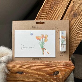 Aimant pince à linge en bois avec carte "Pour vous" 1