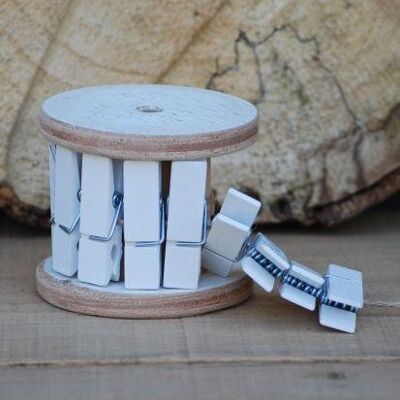 Mini clothespins Bobbie White 45mm