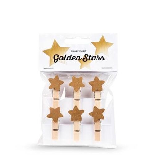 clothespins card line Golden Stars